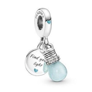 Lightbulb 💡 Charm glow in the dark  dangle for Pandora Bracelet